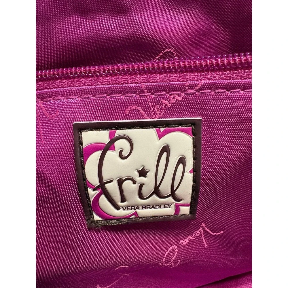 Vera Bradley Frill Concert Clutch/Crossbody/Wrist Bag PURPLE PLUM PETALS Pattern